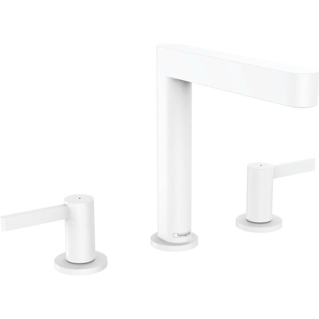 Hansgrohe Finoris 3 lyukú mosdócsaptelep 160, push - open lefolyógarnitúra, matt fehér (76034700)