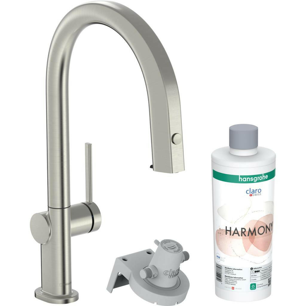 Hansgrohe Aqittura M91 Filtersystem konyhai csaptelep 210, kihúzható kifolyó, 1jet, sBox, rozsdamentes acél hatású (76800800)