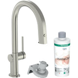 Hansgrohe Aqittura M91 Filtersystem konyhai csaptelep 210, kihúzható kifolyó, 1jet, rozsdamentes acél hatású (76801800)