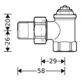 Honeywell termosztatikus radiátorszelep1/2" sarok VS típus, kvs=0,72 - kifutó. Kiváltó: V2020ESX15-1