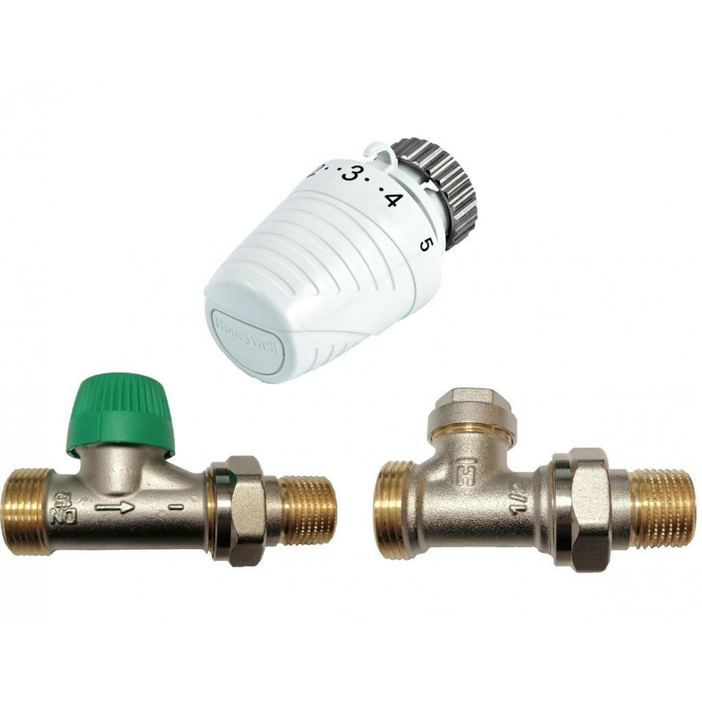 Honeywell termosztatikus radiátor szelepszett, egyenes, 1/2" - os T3001W0+V2060DK5+V2427D külső 6...28°C PN 16 (VTL3020DA15E)