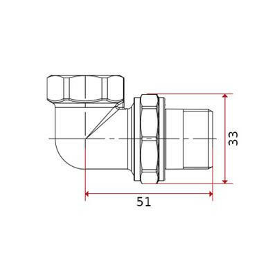 Radiátor hollander 1/2" sarok, króm