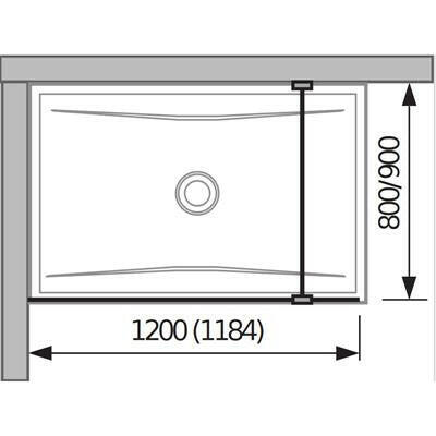 Jika Cubito Pure 120 üvegfal oldalfalhoz, rögzítő profillal és támasszal, 118,4x200 cm (H2674230026681)