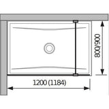 Jika Cubito Pure 120 üvegfal oldalfalhoz, rögzítő profillal és támasszal, 118,4x200 cm-1