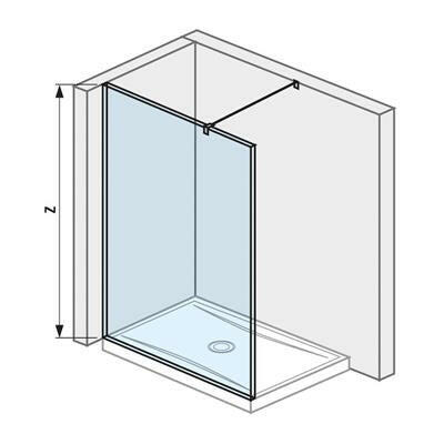 Jika Cubito Pure 130 üvegfal oldalfalhoz, rögzítő profillal és támasszal, 128,4x200 cm-0