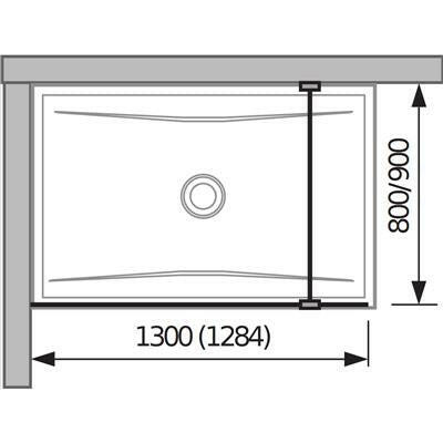 Jika Cubito Pure 130 üvegfal oldalfalhoz, rögzítő profillal és támasszal, 128,4x200 cm (H2674240026681)