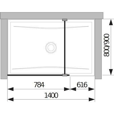 Jika Cubito Pure 80 üvegfal oldalfalhoz, rögzítő profillal és támasszal, 78,4x200 cm-1