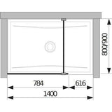 Jika Cubito Pure 80 üvegfal oldalfalhoz, rögzítő profillal és támasszal, 78,4x200 cm-1