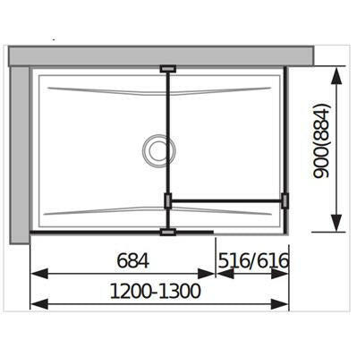 Jika Cubito Pure Walk - in zuhanykabin, sarok, ezüst/átlátszó üveg, 70x90 cm ( H2684240026681 )