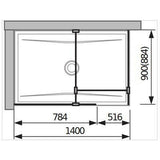 Jika Cubito Pure Walk-in zuhanykabin, sarok, ezüst/átlátszó üveg, 80x90 cm-1