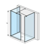 Jika Cubito Pure Walk-in zuhanykabin, hátfalhoz, ezüst/átlátszó üveg, 68x90 cm-0