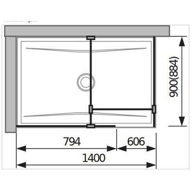 Jika Cubito Pure Walk - in zuhanykabin, hátfalhoz, ezüst/átlátszó üveg, 79,5x90 cm ( H2694200026681 )