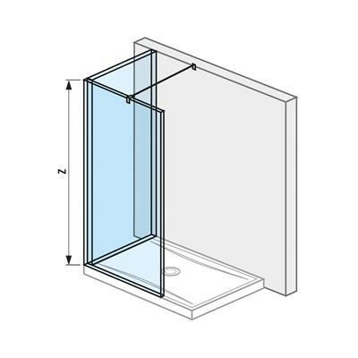Jika Cubito Pure L üvegfal, profillal és támasszal, ezüst/átlátszó üveg, 120x80 cm-0
