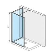 Jika Cubito Pure L üvegfal, profillal és támasszal, ezüst/átlátszó üveg, 120x90 cm ( H2694220026681 )