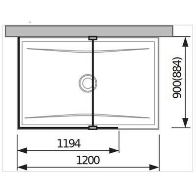 Jika Cubito Pure L üvegfal, profillal és támasszal, ezüst/átlátszó üveg, 120x90 cm ( H2694220026681 )