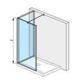 Jika Cubito Pure L üvegfal, profillal és támasszal, ezüst/átlátszó üveg, 130x80 cm-0