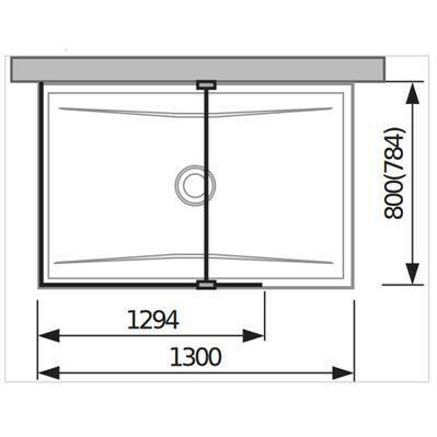 Jika Cubito Pure L üvegfal, profillal és támasszal, ezüst/átlátszó üveg, 130x80 cm-1