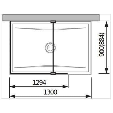 Jika Cubito Pure L üvegfal, profillal és támasszal, ezüst/átlátszó üveg, 130x90 cm-1