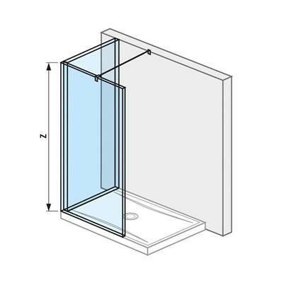 Jika Cubito Pure L üvegfal, profillal és támasszal, ezüst/átlátszó üveg, 140x90 cm-0
