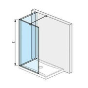 Jika Cubito Pure L üvegfal, profillal és támasszal, ezüst/átlátszó üveg, 140x90 cm ( H2694260026681 )