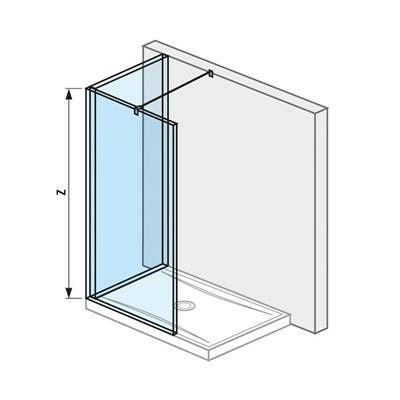 Jika Cubito Pure L üvegfal, profillal és támasszal, ezüst/átlátszó üveg, 140x90 cm ( H2694260026681 )