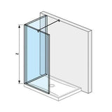 Jika Cubito Pure L üvegfal, profillal és támasszal, ezüst/átlátszó üveg, 140x90 cm-0