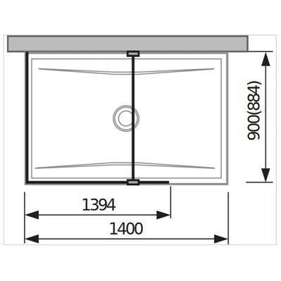 Jika Cubito Pure L üvegfal, profillal és támasszal, ezüst/átlátszó üveg, 140x90 cm-1