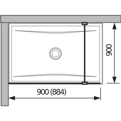 Jika Cubito Pure 90 zuhanyfal, oldalfalhoz, profillal és támasszal, 88,4x200 cm (H2694270026681)