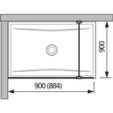 Jika Cubito Pure 90 zuhanyfal, oldalfalhoz, profillal és támasszal, 88,4x200 cm-1