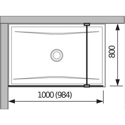 Jika Cubito Pure 100 zuhanyfal, oldalfalhoz, profillal és támasszal, 98,4x200 cm (H2694280026681)