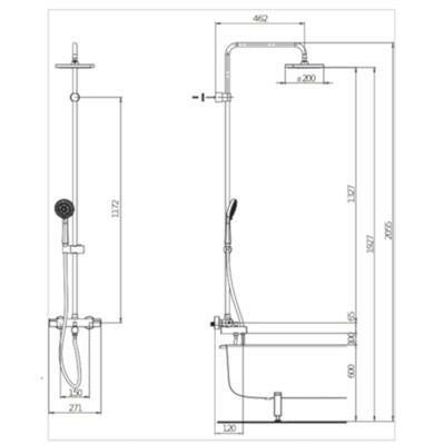 Jika Mio termosztátos kádtöltős zuhanyrendszer, 3 funkciós kézizuhany, 1,7 m zuhanygégecső ( H3237170045711 )