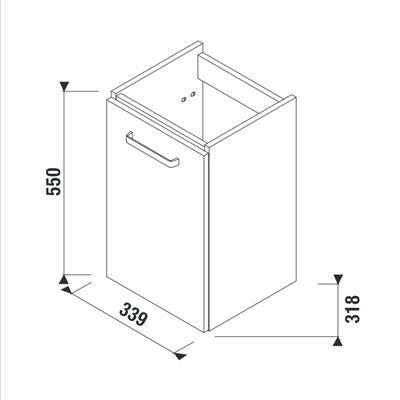 Jika Lyra Plus alsószekrény 40 cm-es kézmosóhoz, 1 ajtóval, fehér, 33,9x31,8x55 cm-1