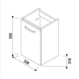 Jika Lyra Plus alsószekrény 40 cm-es kézmosóhoz, 1 ajtóval, fehér, 33,9x31,8x55 cm-1