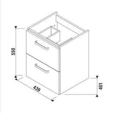 Jika Lyra Plus alsószekrény 50 cm-es mosdóhoz, 2 fiókkal, fehér, 43,9x40,1x55 cm-1