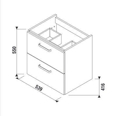 Jika Lyra Plus alsószekrény 60 cm-es mosdóhoz, 2 fiókkal, fehér, 53,9x41,6x55 cm-1