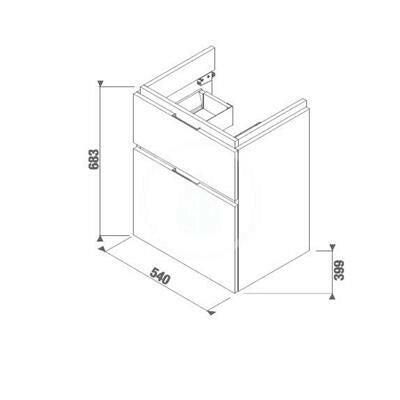 Jika Cubito-N alsószekrény 55 cm-es kézmosóhoz, 2 fiókkal, fényes fehér, 54x39,9x68,3 cm-1