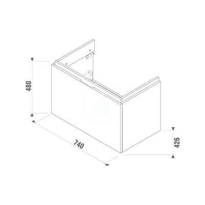 Jika Cubito-N alsószekrény 75 cm-es kézmosóhoz, 1 fiókkal, tölgy, 74x42,6x48 cm-1