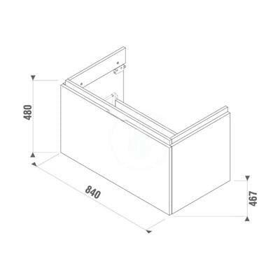 Jika Cubito-N alsószekrény 85 cm-es kézmosóhoz, 1 fiókkal, fényes fehér, 84x46,7x48 cm-1