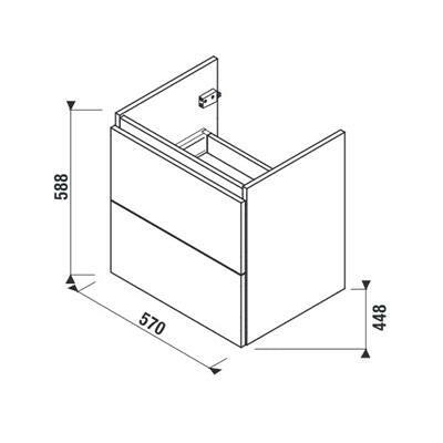 Jika Mio-N alsószekrény 60 cm-es kézmosóhoz, 2 fiókkal, kőris, 57x44,5x58,8 cm-1