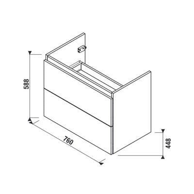 Jika Mio-N alsószekrény 80 cm-es kézmosóhoz, 2 fiókkal, kőris, 76x44,5x58,8 cm-1