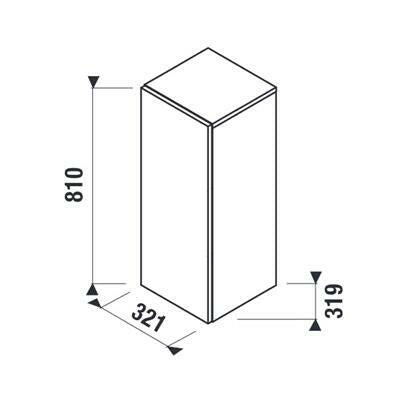 Jika Mio - N középmagas szekrény, 1 ajtós, balos/jobbos, 2 üvegpolccal, fényes fehér, 81x31,9x32,1 cm ( H43J7111305001 )