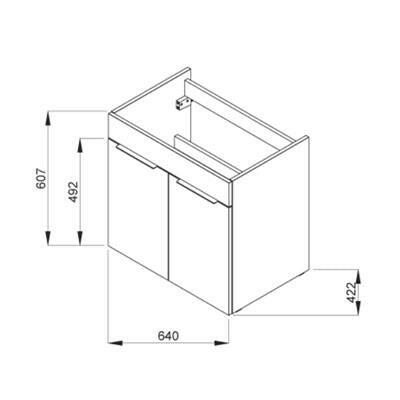 Jika Cube 65 alsószekrény mosdóval, 2 ajtós, selyemfényű fehér, 64x42,2x60,7 cm ( H4536011763001 )