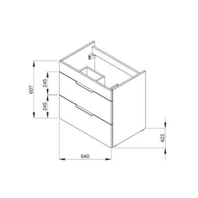 Jika Cube 65 alsószekrény mosdóval, 2 fiókkal, selyemfényű fehér, 64x42,2x60,7 cm ( H4536021763001 )