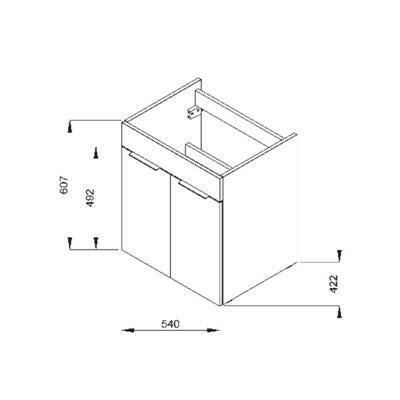 Jika Cube 55 alsószekrény mosdóval, 2 ajtós, selyemfényű fehér, 54x42,2x60,7 cm-3