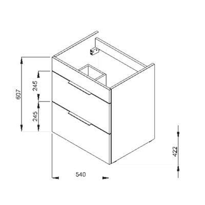 Jika Cube 55 alsószekrény mosdóval, 2 fiókkal, selyemfényű fehér, 54x42,2x60,7 cm ( H4536121763001 )