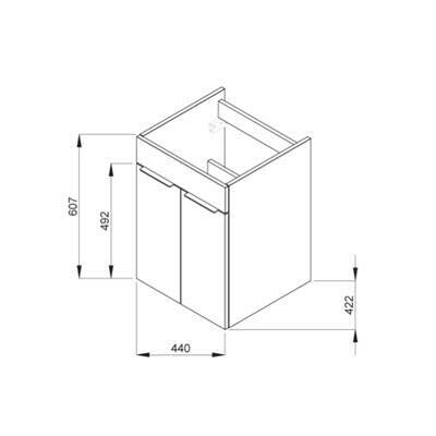 Jika Cube 45 alsószekrény mosdóval, 2 ajtós, selyemfényű fehér, 44x42,2x60,7 cm ( H4536211763001 )