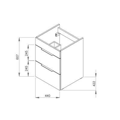 Jika Cube 45 alsószekrény mosdóval, 2 fiókkal, selyemfényű fehér, 44x42,2x60,7 cm-3