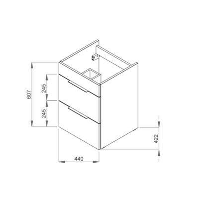 Jika Cube 45 alsószekrény mosdóval, 2 fiókkal, selyemfényű fehér, 44x42,2x60,7 cm ( H4536221763001 )