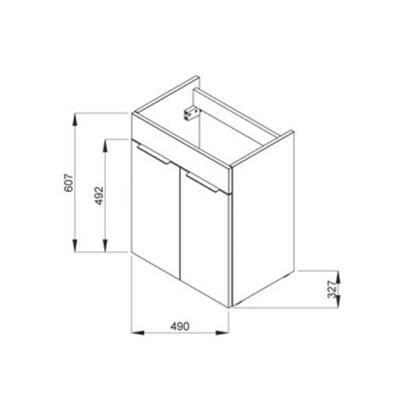 Jika Cube 50 alsószekrény mosdóval, 2 ajtós, selyemfényű fehér, 49x32,7x60,7 cm ( H4536411763001 )