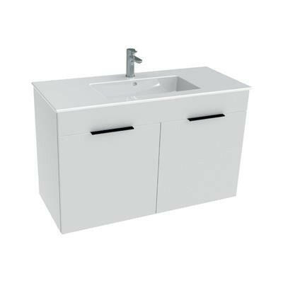 Jika Cube 100 alsószekrény mosdóval, 2 ajtós, selyemfényű fehér, 98x42,2x60,7 cm ( H4536511763001 )
